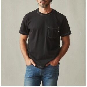 American Giant Mens Black Cotton T Shirt Crew Neck Pocket Tee Size‎ XXL USA Made